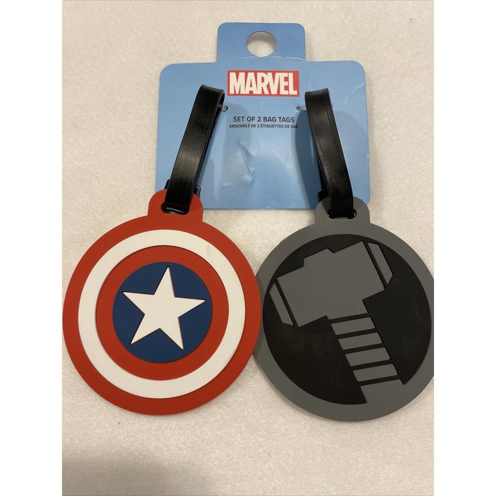 New MARVEL CAPTAIN AMERICA & THOR Set of 2 Luggage Travel Bag Suitcase Tags